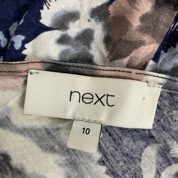 Next size 10 blue floral print v neck short sleeve blouse - Picture 5 of 6